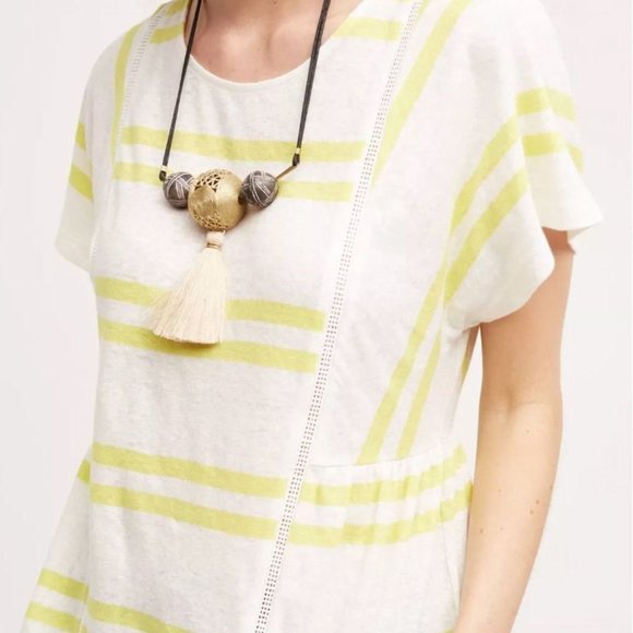 *9-H15 STCL* Yellow Hitch Stripe Shirt Top 0 XS - Picture 2 of 11